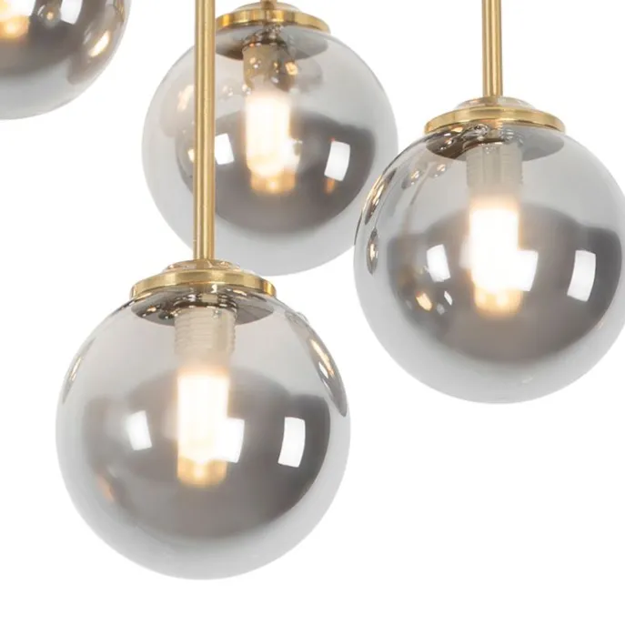 Moderne Deckenleuchte Gold 9-Lichter mit Rauchglas - Athen