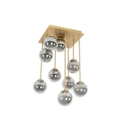 Moderne Deckenleuchte Gold 9-Lichter mit Rauchglas - Athen