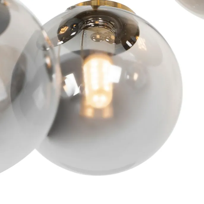 Moderne Deckenleuchte Gold 9-Lichter mit Rauchglas - Athen