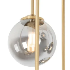 Moderne Deckenleuchte Gold 9-Lichter mit Rauchglas - Athen