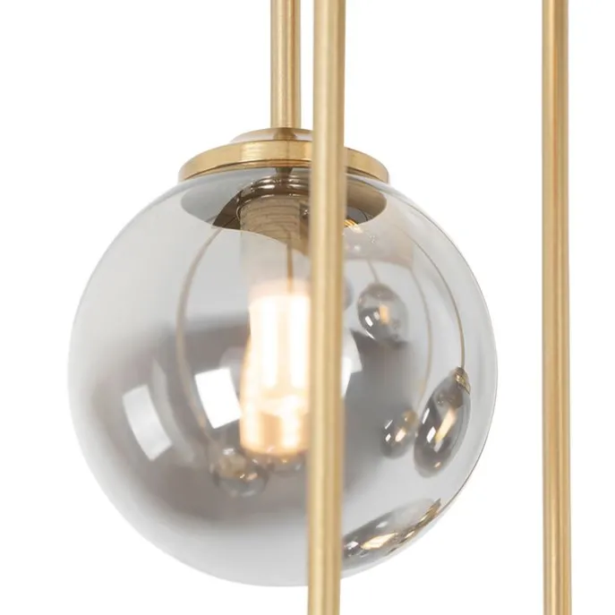 Moderne Deckenleuchte Gold 9-Lichter mit Rauchglas - Athen