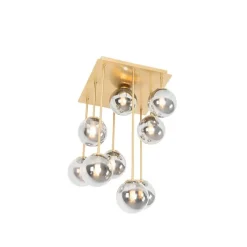 Moderne Deckenleuchte Gold 9-Lichter mit Rauchglas - Athen