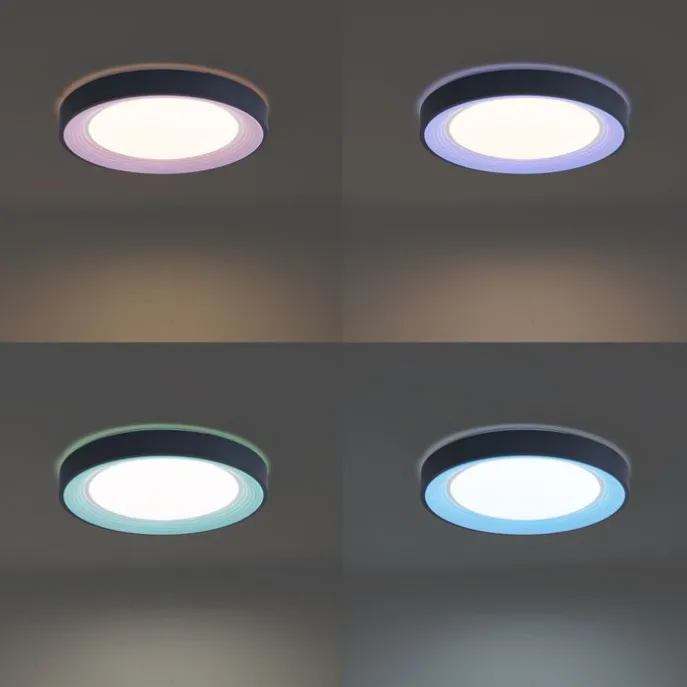 Moderne Deckenleuchte Grau mit Weiß 48cm inkl. LED Dimmbar RGB - Kanton