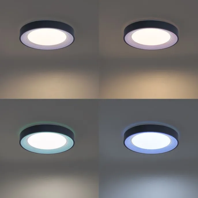 Moderne Deckenleuchte Grau mit Weiß 38cm inkl. LED Dimmbar RGB - Kanton