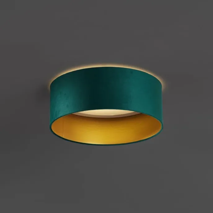 Moderne Deckenleuchte Grün Samt 40cm inkl. LED 3-Stufen-Dimmbar - Sue