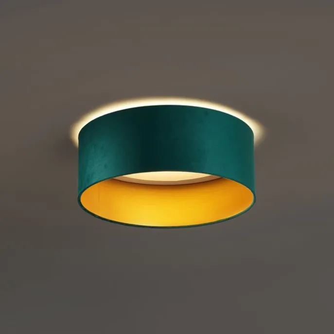 Moderne Deckenleuchte Grün Samt 40cm inkl. LED 3-Stufen-Dimmbar - Sue