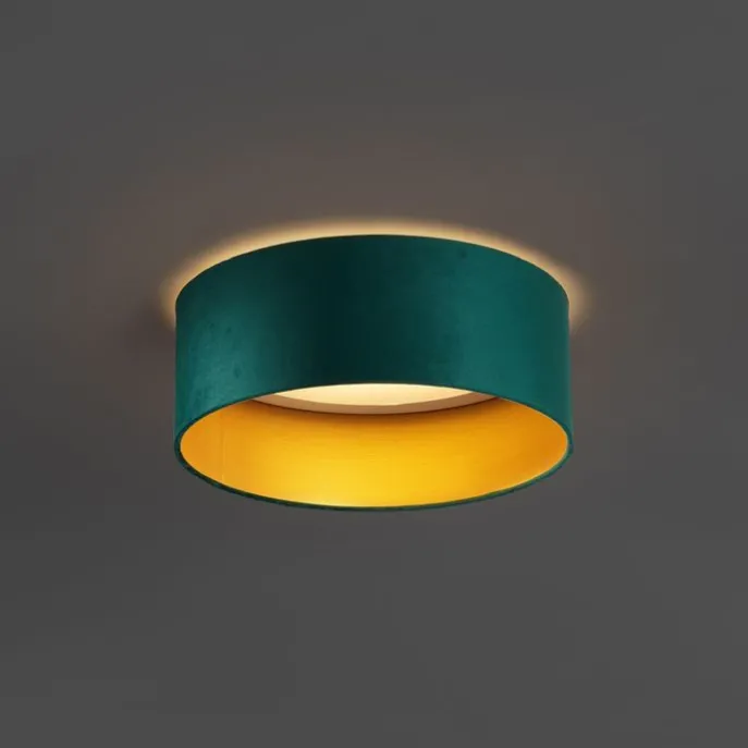 Moderne Deckenleuchte Grün Samt 40cm inkl. LED 3-Stufen-Dimmbar - Sue