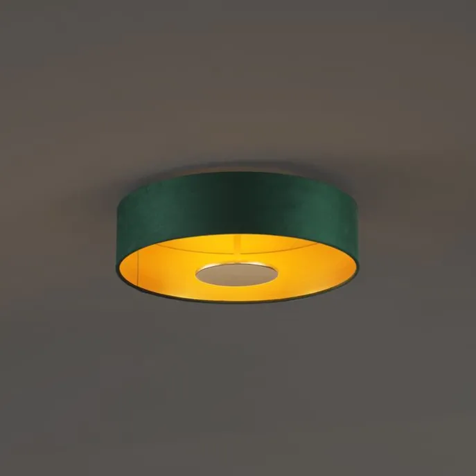 Moderne Deckenleuchte Grün Samt inkl. LED 3-Stufen-Dimmbar - Bredow