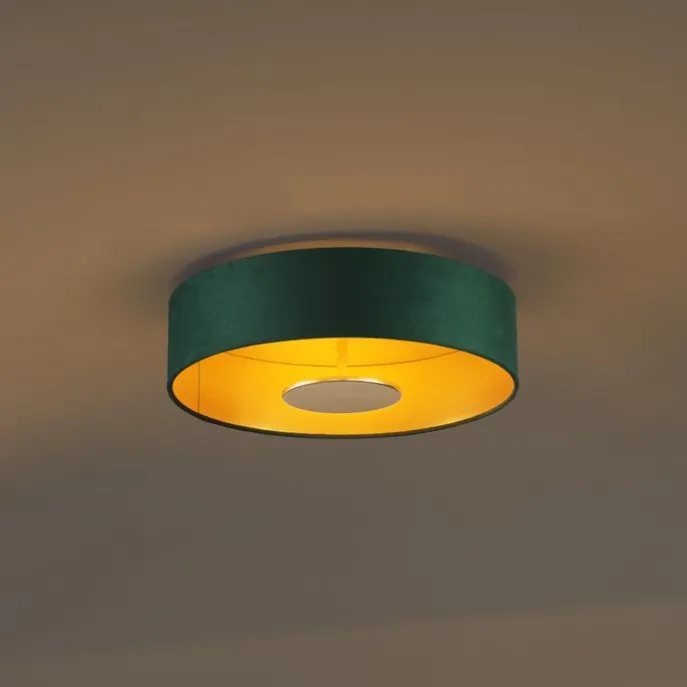 Moderne Deckenleuchte Grün Samt inkl. LED 3-Stufen-Dimmbar - Bredow