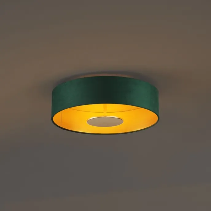 Moderne Deckenleuchte Grün Samt inkl. LED 3-Stufen-Dimmbar - Bredow