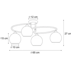 Moderne Deckenleuchte Messing mit Bernsteinglas 4-flammig - Alanis