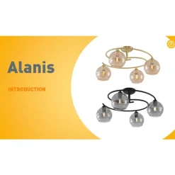 Moderne Deckenleuchte Messing mit Bernsteinglas 4-flammig - Alanis