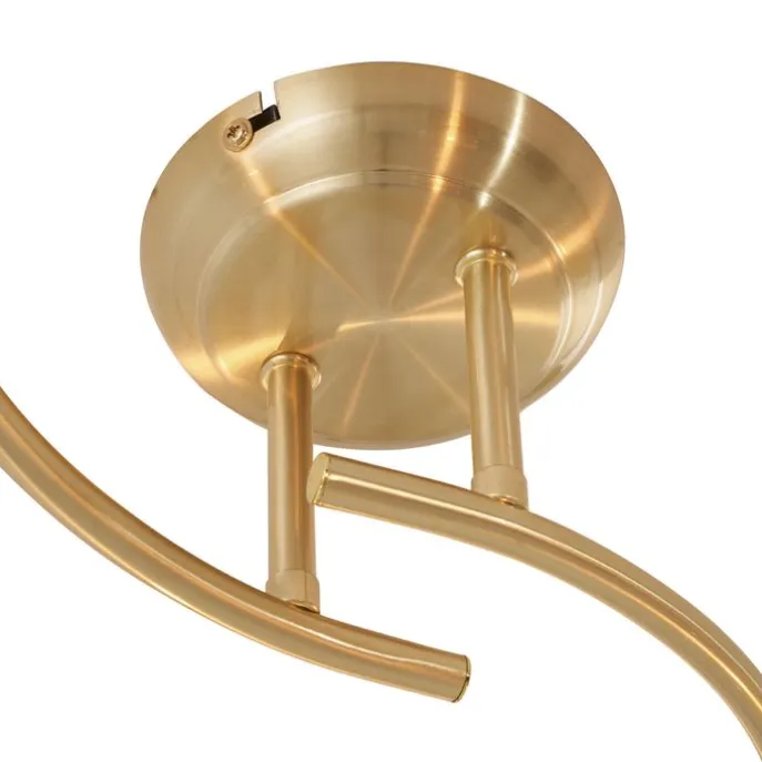 Moderne Deckenleuchte Messing mit Bernsteinglas 4-flammig - Alanis