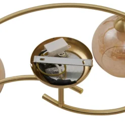 Moderne Deckenleuchte Messing mit Bernsteinglas 4-flammig - Alanis