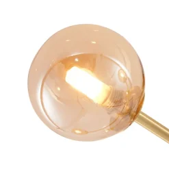 Moderne Deckenleuchte Messing mit bernsteinfarbenem Glas 6-flammig - Ryan