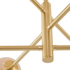Moderne Deckenleuchte Messing mit bernsteinfarbenem Glas 6-flammig - Ryan