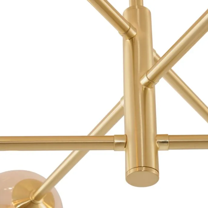 Moderne Deckenleuchte Messing mit bernsteinfarbenem Glas 6-flammig - Ryan