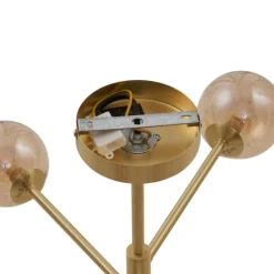 Moderne Deckenleuchte Messing mit bernsteinfarbenem Glas 6-flammig - Ryan