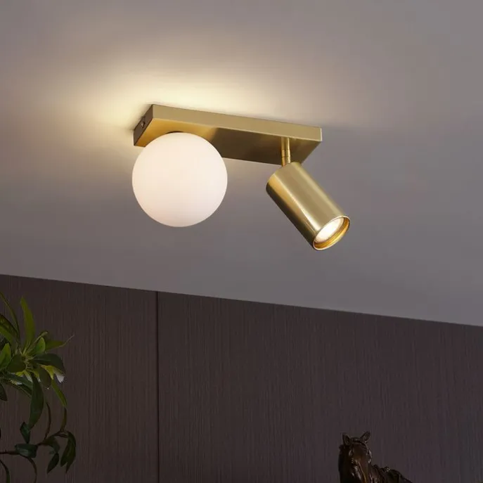 Moderne Deckenleuchte Messing 2-flammig neigbar - Lesly