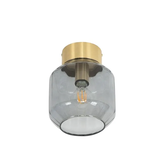 Moderne Deckenleuchte Messing mit Rauchglas - Stiklo