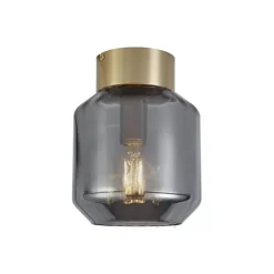 Moderne Deckenleuchte Messing mit Rauchglas - Stiklo