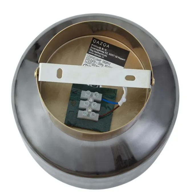 Moderne Deckenleuchte Messing mit Rauchglas - Stiklo