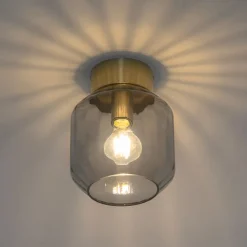 Moderne Deckenleuchte Messing mit Rauchglas - Stiklo