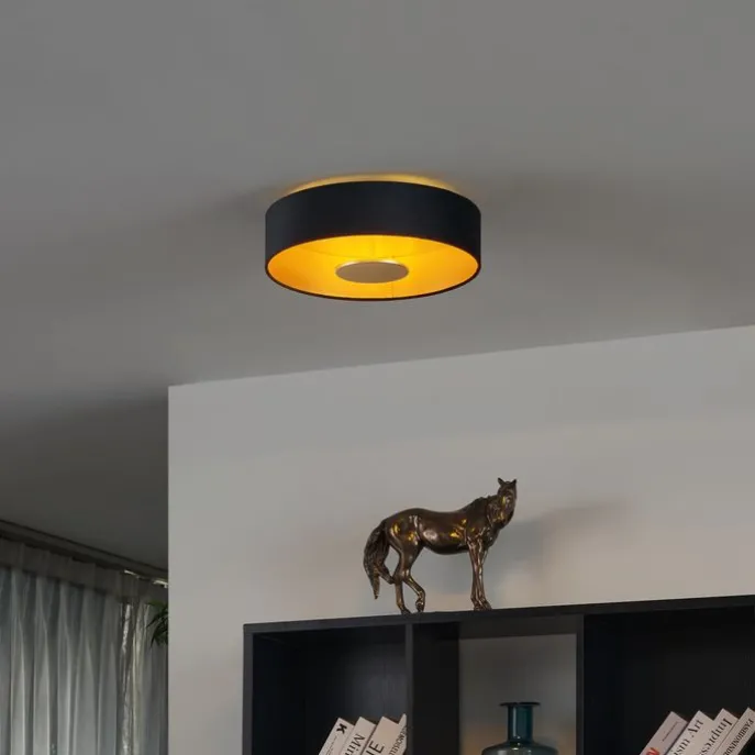 Moderne Deckenleuchte Schwarz Samt inkl. LED 3-Stufen Dimmbar - Bredow