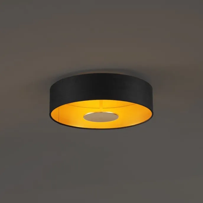 Moderne Deckenleuchte Schwarz Samt inkl. LED 3-Stufen Dimmbar - Bredow