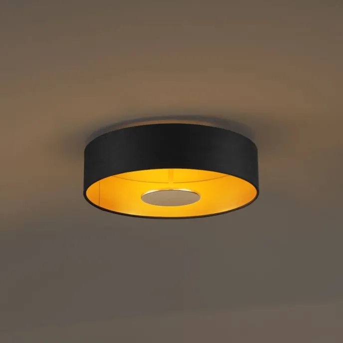 Moderne Deckenleuchte Schwarz Samt inkl. LED 3-Stufen Dimmbar - Bredow
