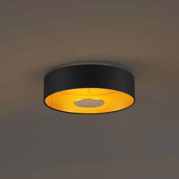 Moderne Deckenleuchte Schwarz Samt inkl. LED 3-Stufen Dimmbar - Bredow