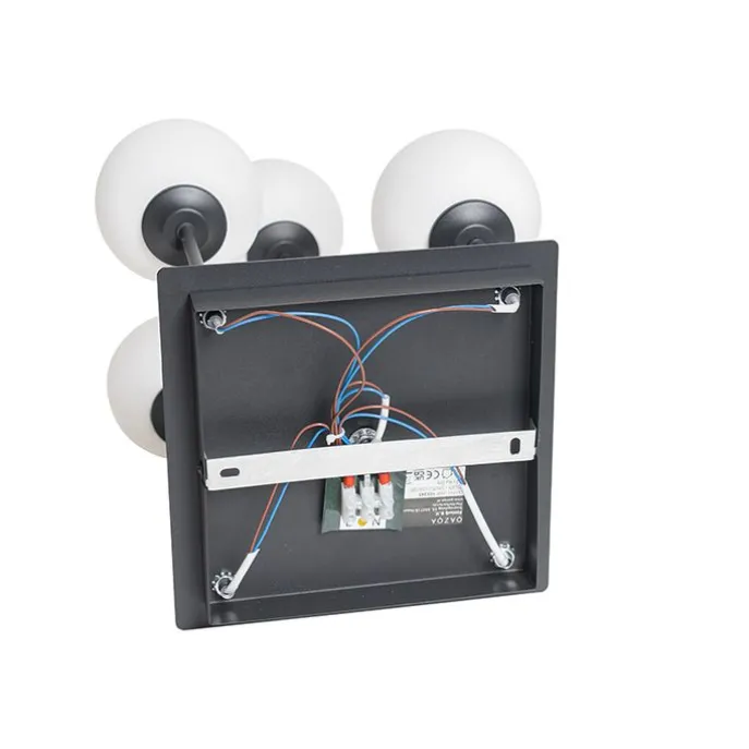 Moderne Deckenleuchte schwarz mit Opalglas 5-flammig - Athens