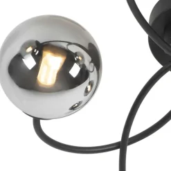 Moderne Deckenleuchte schwarz 6-Lichter mit Rauchglas - Athen