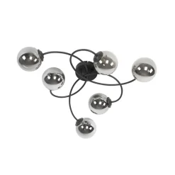 Moderne Deckenleuchte schwarz 6-Lichter mit Rauchglas - Athen