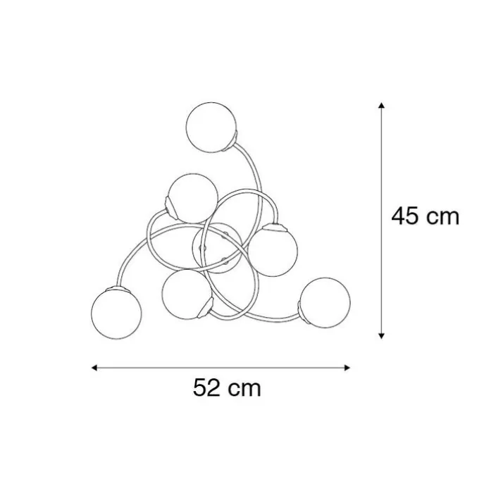 Moderne Deckenleuchte schwarz 6-Lichter mit Rauchglas - Athen