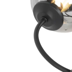 Moderne Deckenleuchte schwarz 6-Lichter mit Rauchglas - Athen