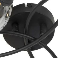 Moderne Deckenleuchte schwarz 6-Lichter mit Rauchglas - Athen