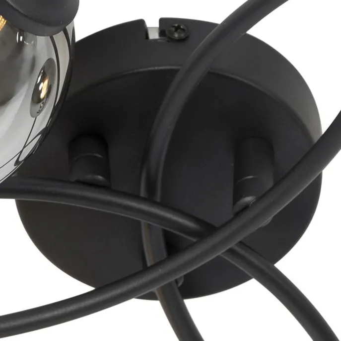 Moderne Deckenleuchte schwarz 6-Lichter mit Rauchglas - Athen