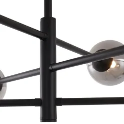 Moderne Deckenleuchte Schwarz mit Rauchglas 6-flammig - Ryan