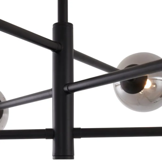 Moderne Deckenleuchte Schwarz mit Rauchglas 6-flammig - Ryan
