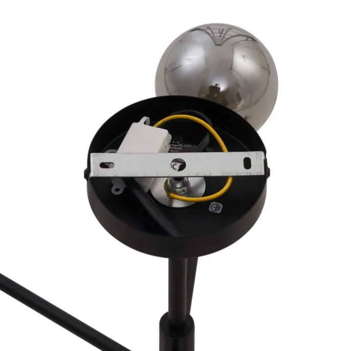 Moderne Deckenleuchte Schwarz mit Rauchglas 6-flammig - Ryan