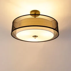 Moderne Deckenleuchte schwarz-weiß 50 cm 3-flammig - Drum Duo