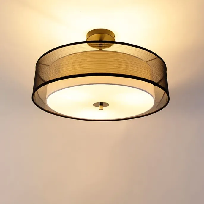 Moderne Deckenleuchte schwarz-weiß 50 cm 3-flammig - Drum Duo