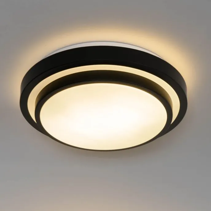 Moderne Deckenleuchte schwarz mit weiß 35 cm IP44 - Walden