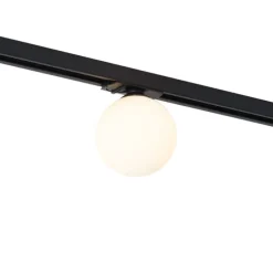 Moderne Deckenleuchte schwarz mit weißem Glas für 1-Phasen-Schienensystem - Iconic Perle