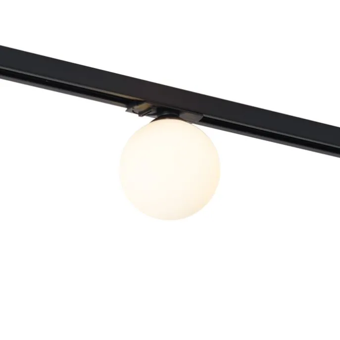 Moderne Deckenleuchte schwarz mit weißem Glas für 1-Phasen-Schienensystem - Iconic Perle