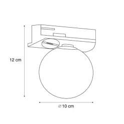 Moderne Deckenleuchte schwarz mit weißem Glas für 1-Phasen-Schienensystem - Iconic Perle