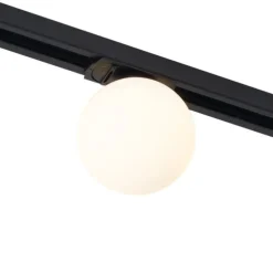 Moderne Deckenleuchte schwarz mit weißem Glas für 1-Phasen-Schienensystem - Iconic Perle