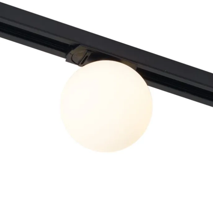 Moderne Deckenleuchte schwarz mit weißem Glas für 1-Phasen-Schienensystem - Iconic Perle