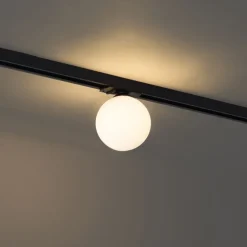 Moderne Deckenleuchte schwarz mit weißem Glas für 1-Phasen-Schienensystem - Iconic Perle